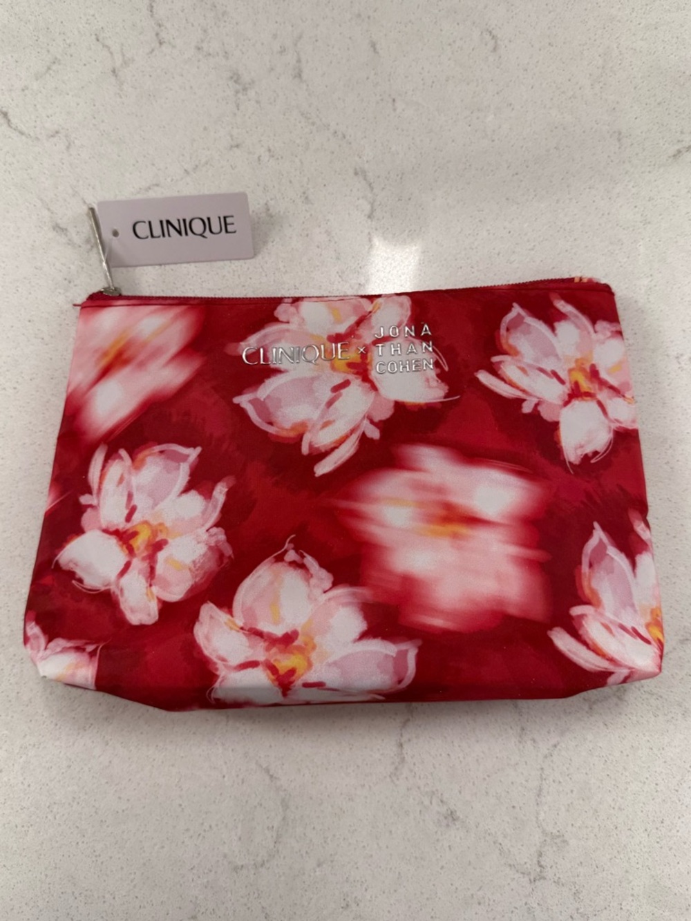 Clinique x Jonathan Cohen Red Floral Makeup  Bag